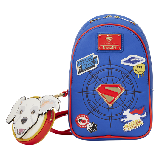Loungefly DC Supergirl Krypto Sling Crossbody Bag with Kryptonian Crest Coin Bag