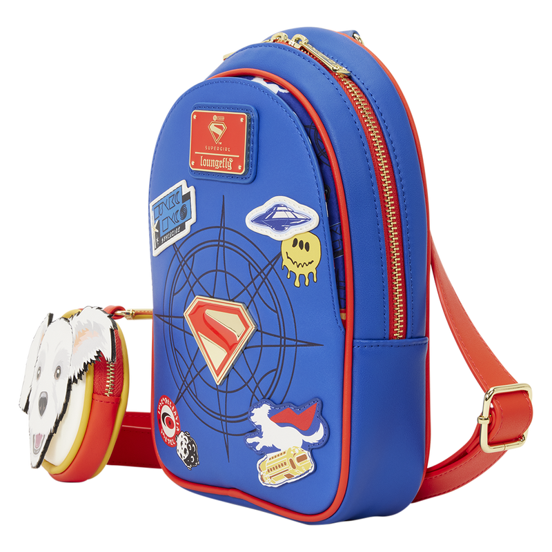 Loungefly DC Supergirl Krypto Sling Crossbody Bag with Kryptonian Crest Coin Bag