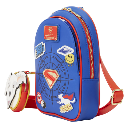Loungefly DC Supergirl Krypto Sling Crossbody Bag with Kryptonian Crest Coin Bag