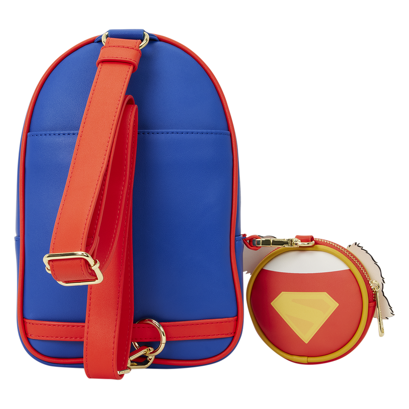 Loungefly DC Supergirl Krypto Sling Crossbody Bag with Kryptonian Crest Coin Bag