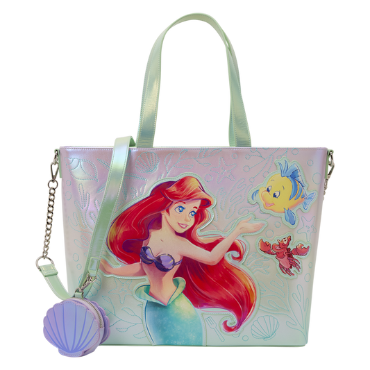 Loungefly Disney The Little Mermaid Ariel, Flounder & Sebastian Tote Bag with Coin Bag