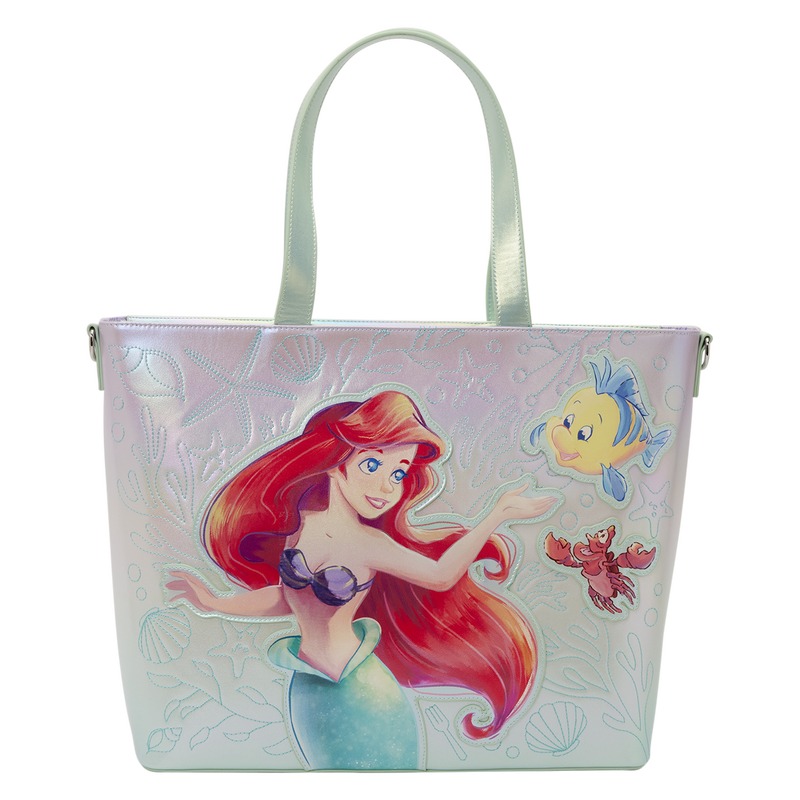 Loungefly Disney The Little Mermaid Ariel, Flounder & Sebastian Tote Bag with Coin Bag