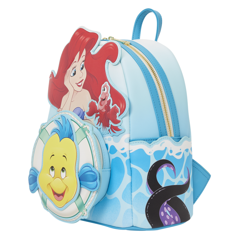 The Little Mermaid Ariel Flounder & Sebastian Mini Backpack Loungefly Disney