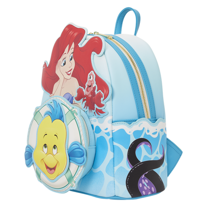 The Little Mermaid Ariel Flounder & Sebastian Mini Backpack Loungefly Disney