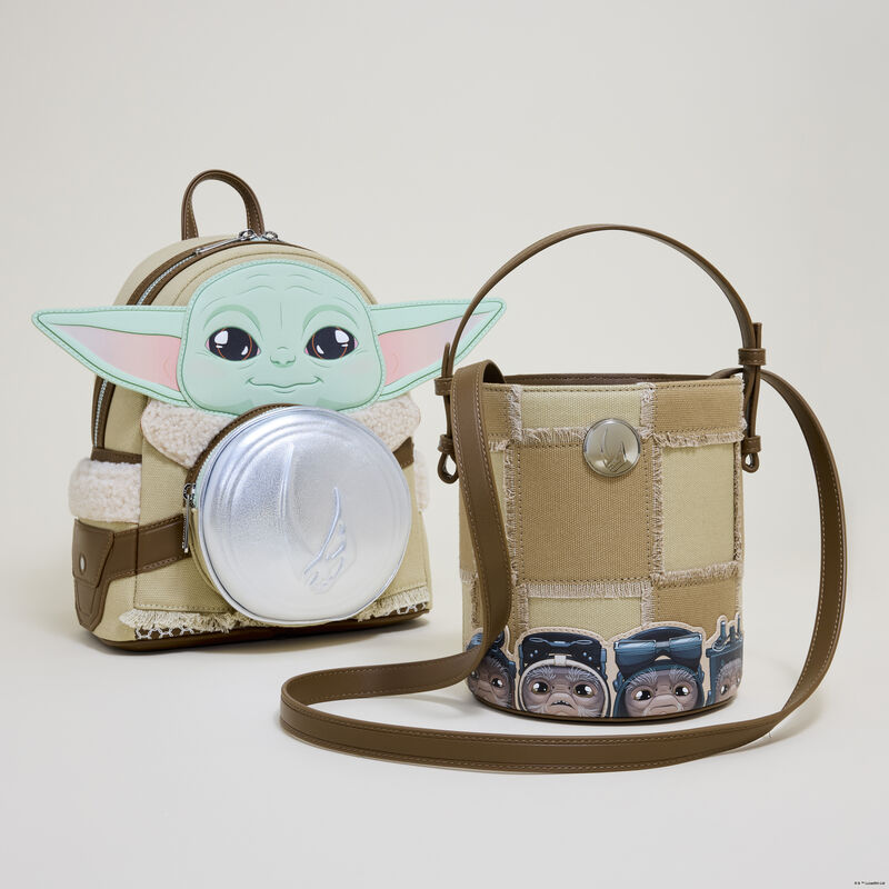 Loungefly Star Wars The Mandalorian Grogu & Anzellan Bucket Crossbody Bag