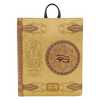 Decorative notebook with Egyptian hieroglyphs and symbols on a beige background
