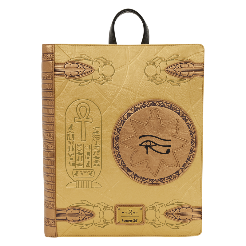 Decorative notebook with Egyptian hieroglyphs and symbols on a beige background