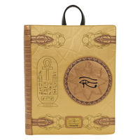 Decorative notebook with Egyptian hieroglyphs and symbols on a beige background