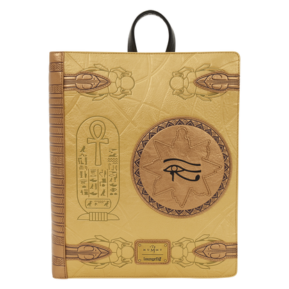 Decorative notebook with Egyptian hieroglyphs and symbols on a beige background