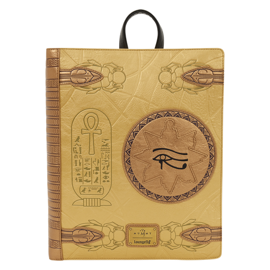 Decorative notebook with Egyptian hieroglyphs and symbols on a beige background