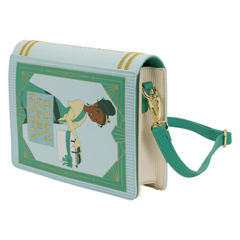 Book-shaped handbag with a character design on a white background