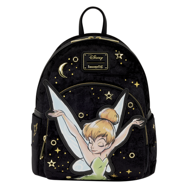 Backpack with Tinker Bell design on a black background