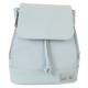 Light blue backpack with textured pattern on a white background