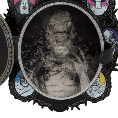 Decorative plate with a central portrait in an ornate frame, surrounded by smaller portraits on a white background.