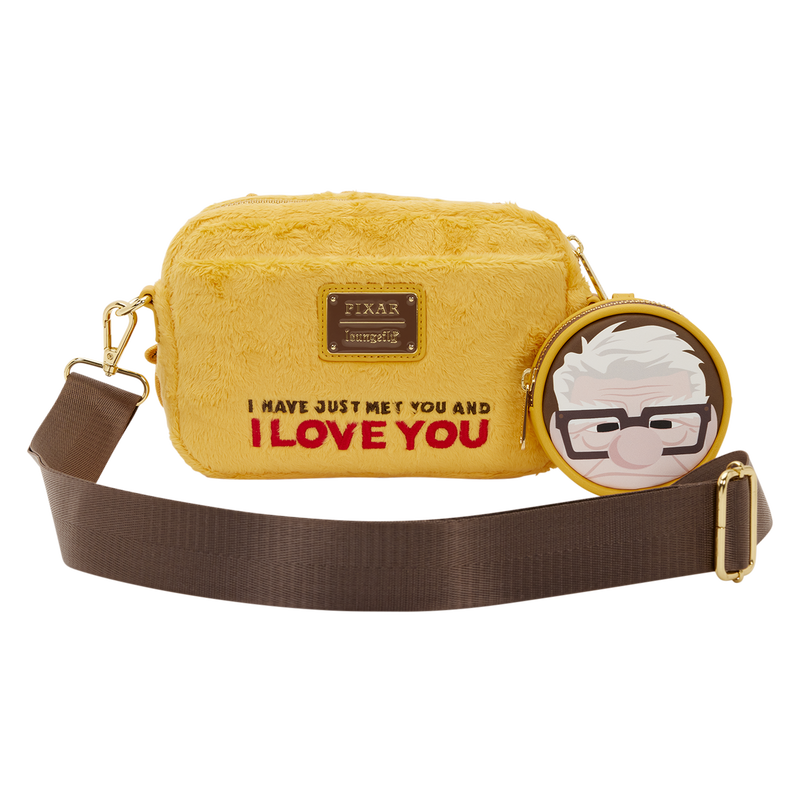Loungefly Disney Pixar Up Dug Faux Fur Sling Crossbody Bag with Coin Bag