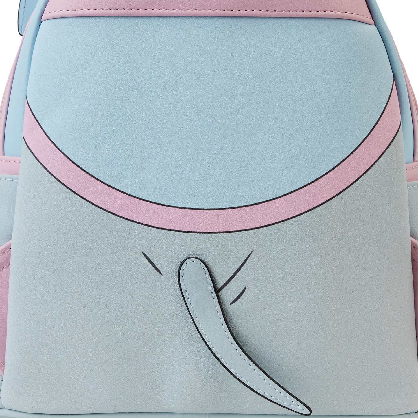 Light blue and pink backpack with a design on the front
