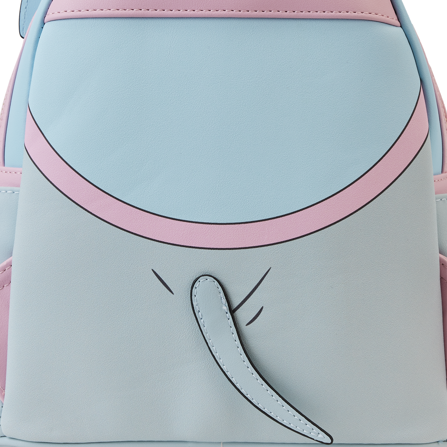 Light blue and pink backpack with a design on the front