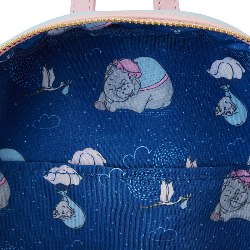 Backpack with cartoon character design on a blue background