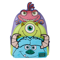 Loungefly Monsters, Inc. Sulley, Mike, & Randall Triple Pocket Mini Backpack