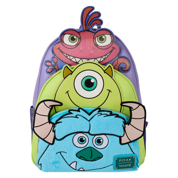 Monsters, Inc. Sulley, Mike & Randall Triple Pocket Mini Backpack Loungefly Disney Pixar