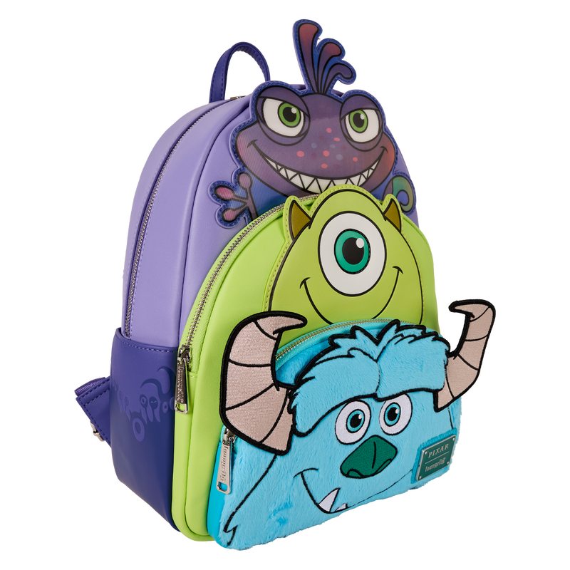 ebay disney mini backpack Loungefly Pixar Monsters Inc. Mike Sulley and Randall Triple Pocket 17 inch multifunctional laptop its an ethical Color:BLACK - 2025 Gives Back