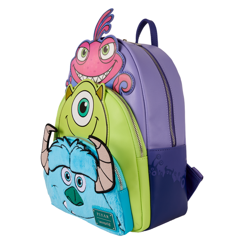 Loungefly Pixar Monsters Inc. Mike Sulley and Randall Triple Pocket Mini Backpack