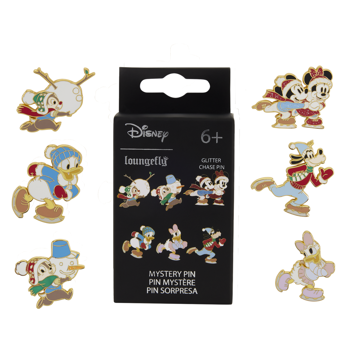 Mickey and Friends Holiday Ice Skating Mystery Box Pin lineup