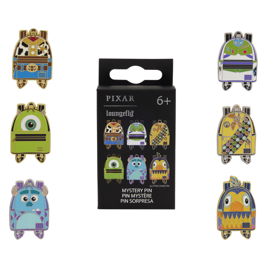 Pixar Characters Mini Backpack Mystery Box Pin lineup