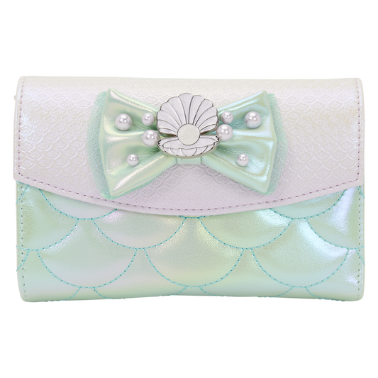 Little Mermaid Iridescent Pearl Flap Wallet front