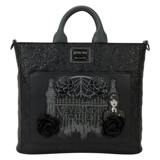 Loungefly Wednesday Black Roses Convertible Backpack & Tote Crossbody Bag
