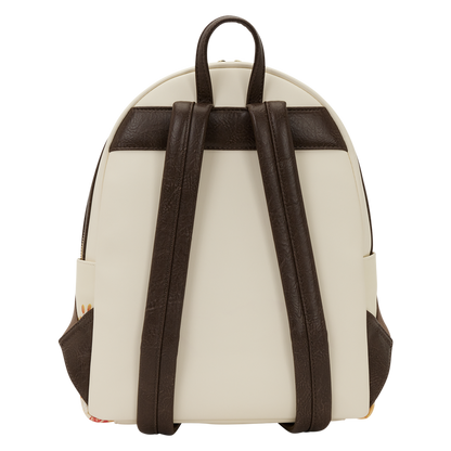 Backpack with brown straps on a white background