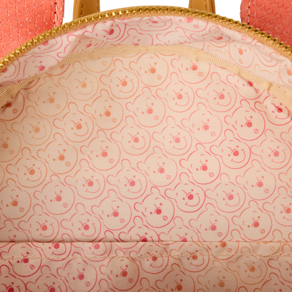 Close-up of a pink bag with teddy bear pattern