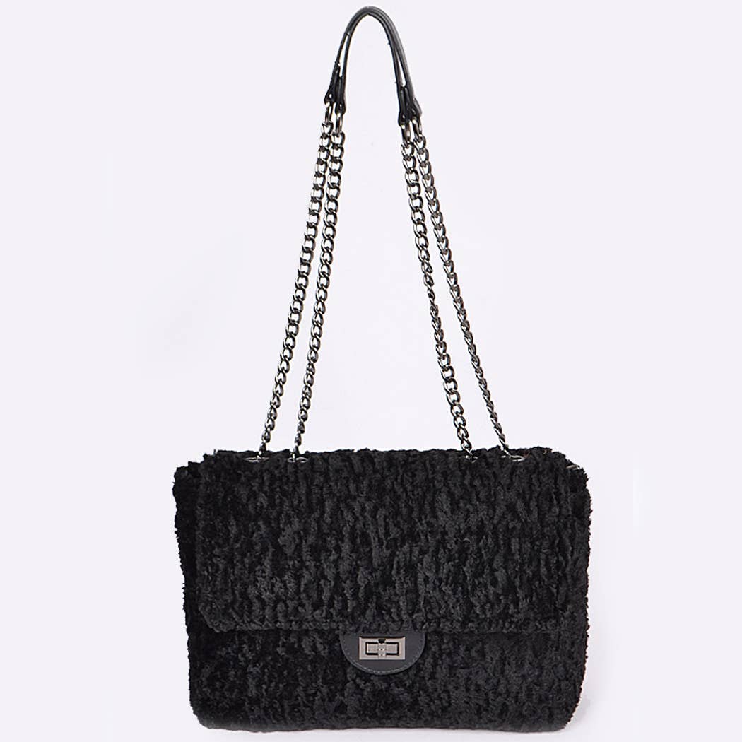 Faux Fur Clutch: Dark Pink