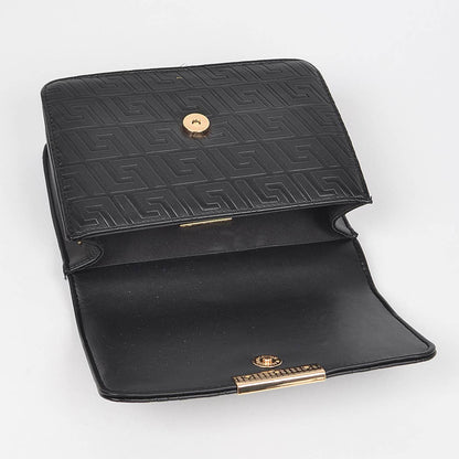 Embossed Faux Leather Flap Bag: Camel