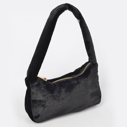 HPC5123 SOLID FAUX FUR SHOULDER BAG: Yellow