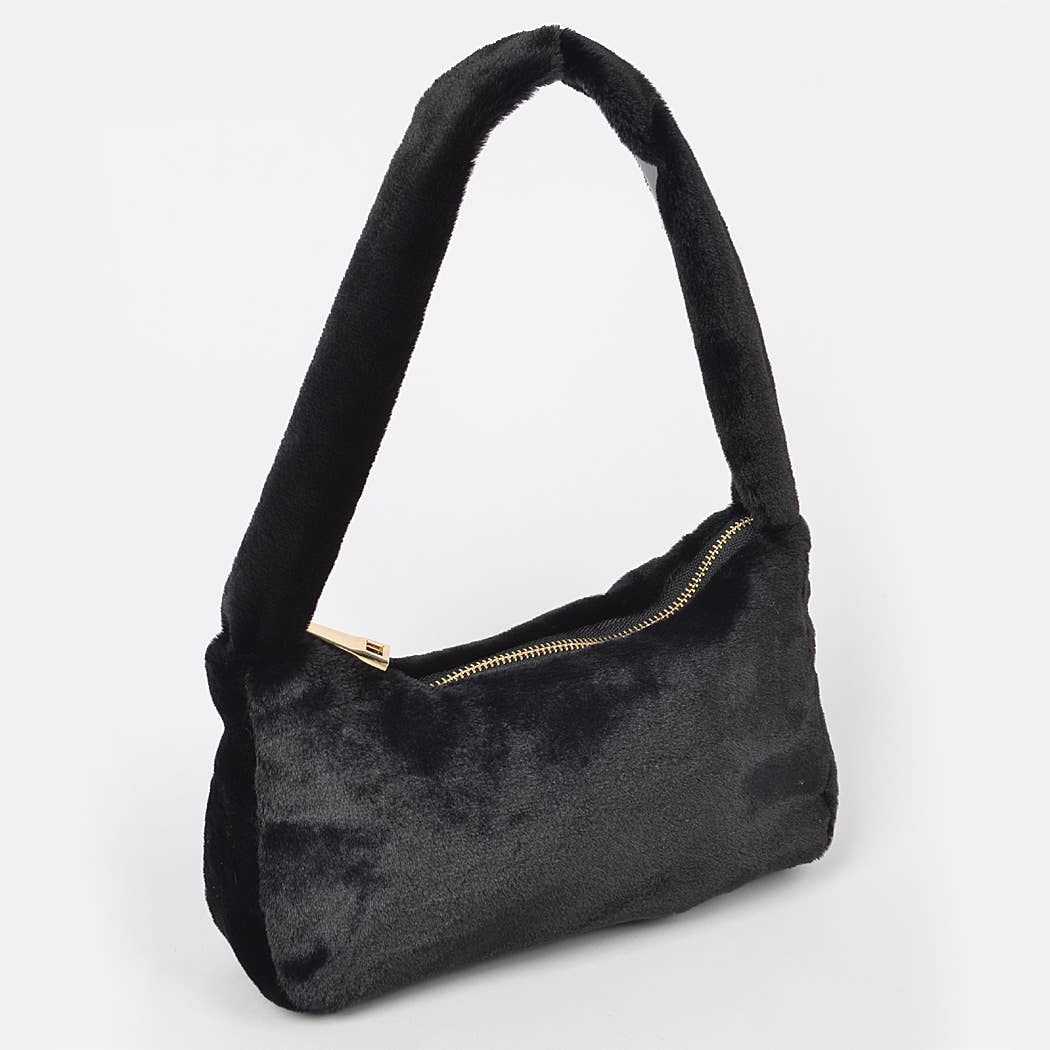 HPC5123 SOLID FAUX FUR SHOULDER BAG: Red