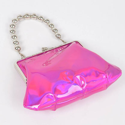 Mirror Metallic Ball Chain Frame Bag: Green
