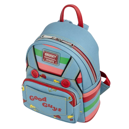 Light blue backpack with red accents and 'Good Guys' text on a white background