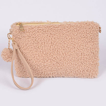 Faux Fur Clutch: Beige