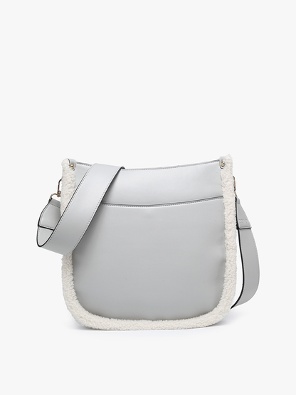 Chloe Teddy Trim Crossbody with Guitar Strap | M1977TED : Blush