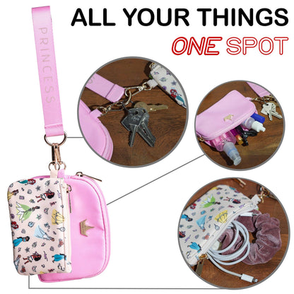 Princess All-Over Character Print 2-Piece Women's Coin Purse & Wristlet