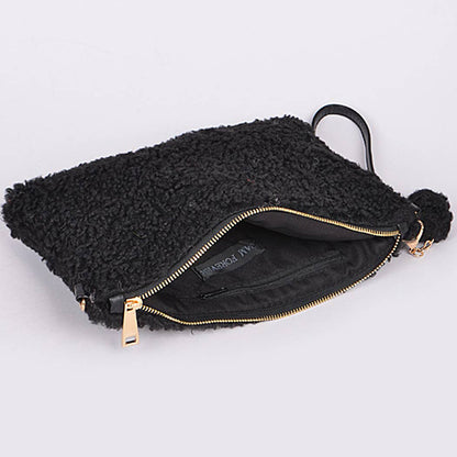 Faux Fur Clutch: Beige