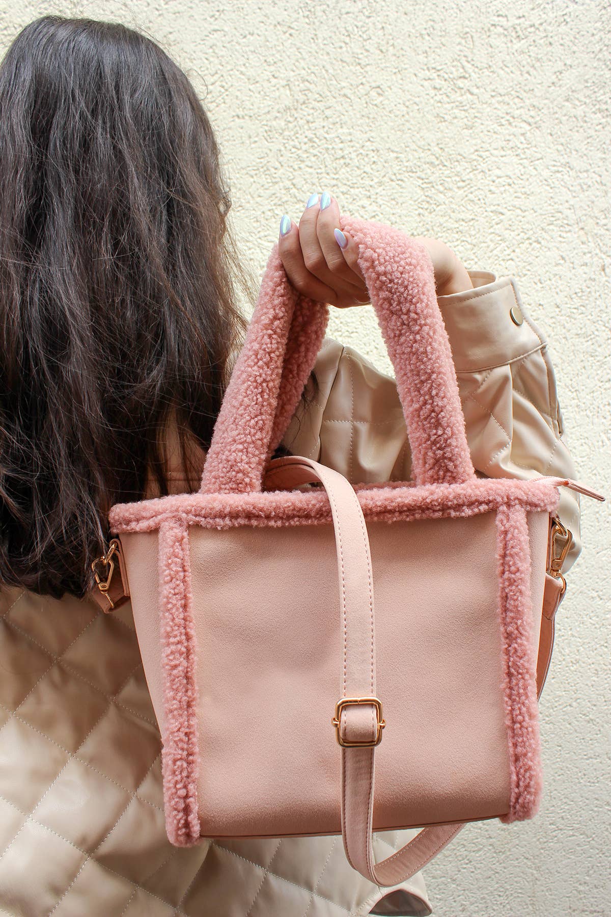 Helsinki Sherpa Trim Satchel/Crossbody | JN2378 : Off White/Black