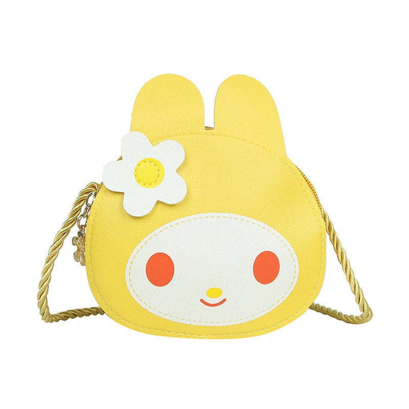 Kids Cartoon Bunny Crossbody Coin Purse: Yellow
