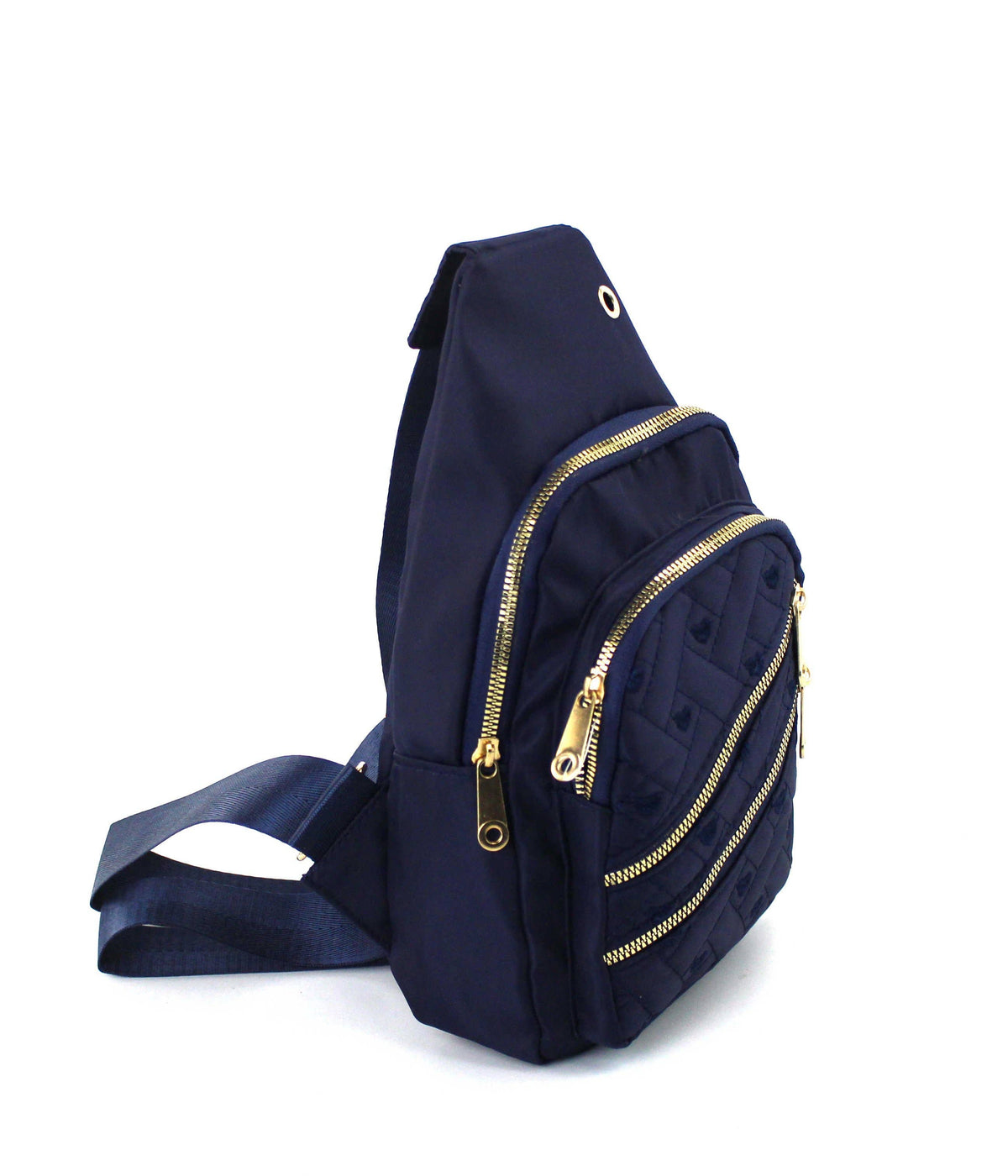 Polished Nylon Sling Bag - Sleek Multi-Pocket Chest Pack