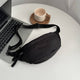 Minimalist Nylon Fanny Pack Waist Bag with Braided Tassel: Black