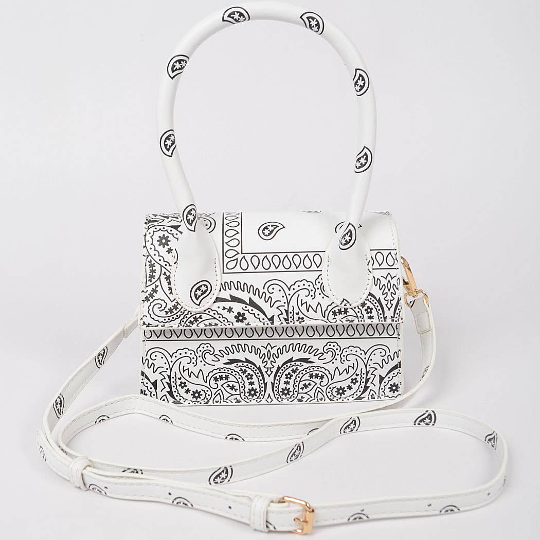 Bandana Single Handle Flap Crossbody Bag: White
