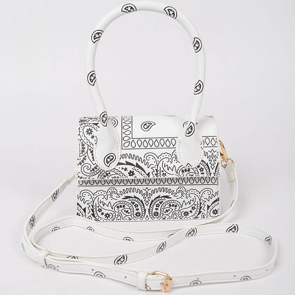 Bandana Single Handle Flap Crossbody Bag: White
