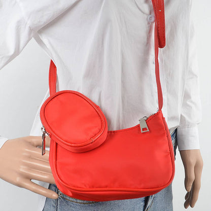 Women's Nylon Zip Crossbody Clutch with Mini Bag: COB