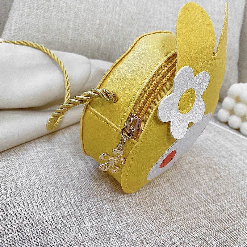 Kids Cartoon Bunny Crossbody Coin Purse: Yellow